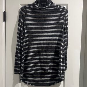 Merona Black and White Striped Turtleneck Sweater